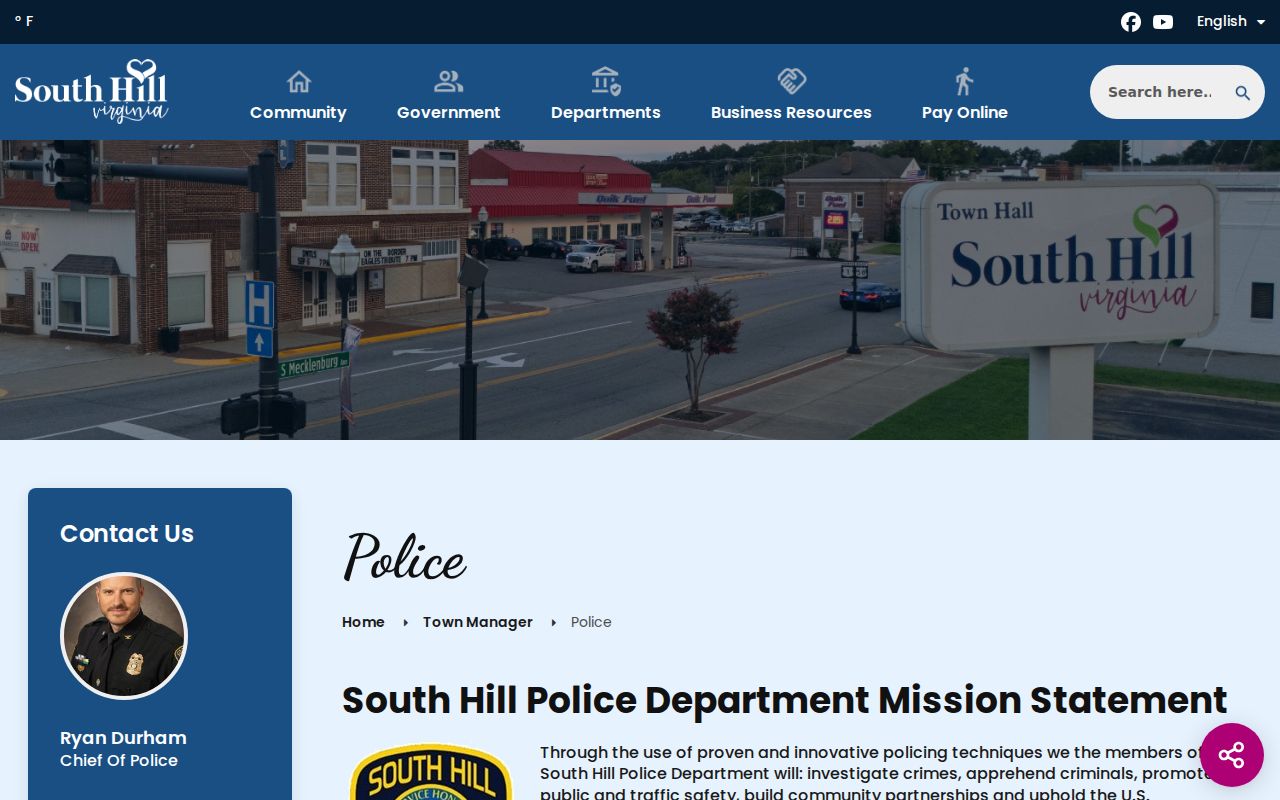 Mecklenburg County warrant records reference to South Hill Police and its public contact