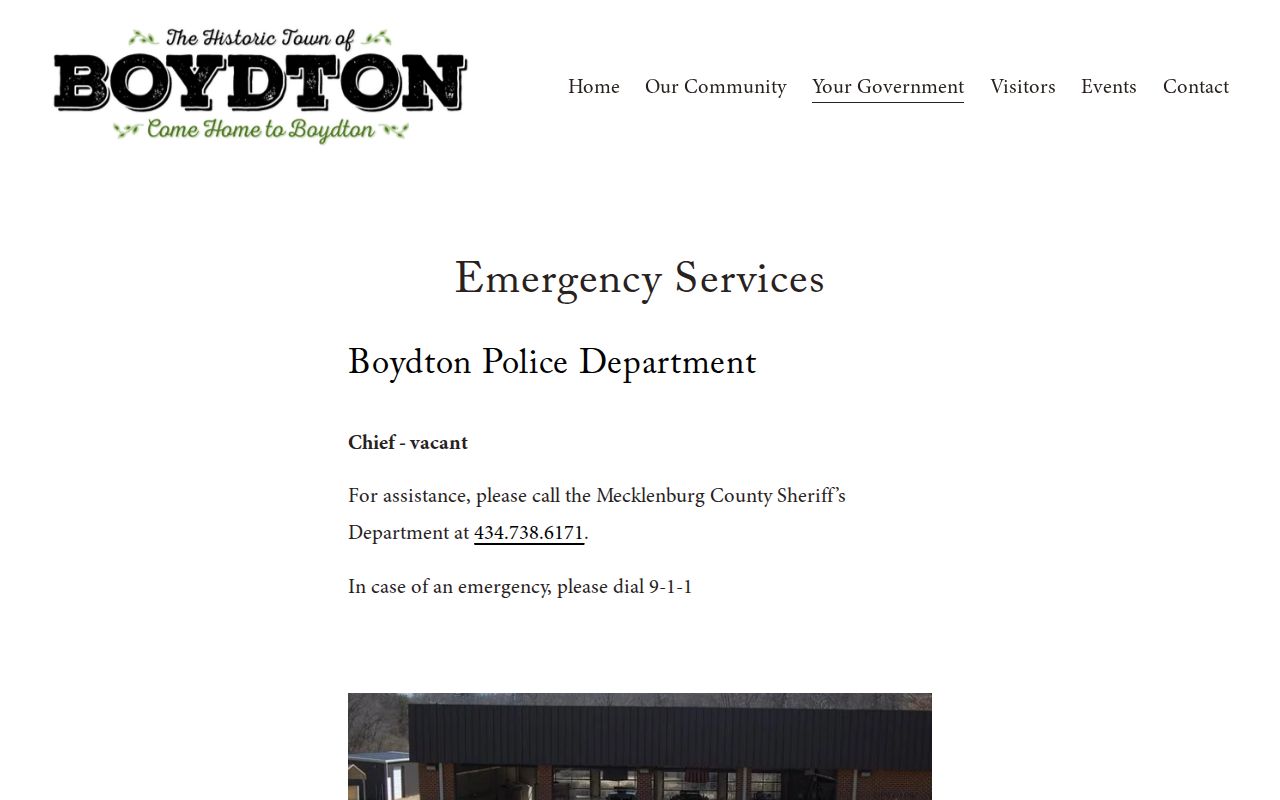 Mecklenburg County warrant records reference to Boydton's emergency-services page