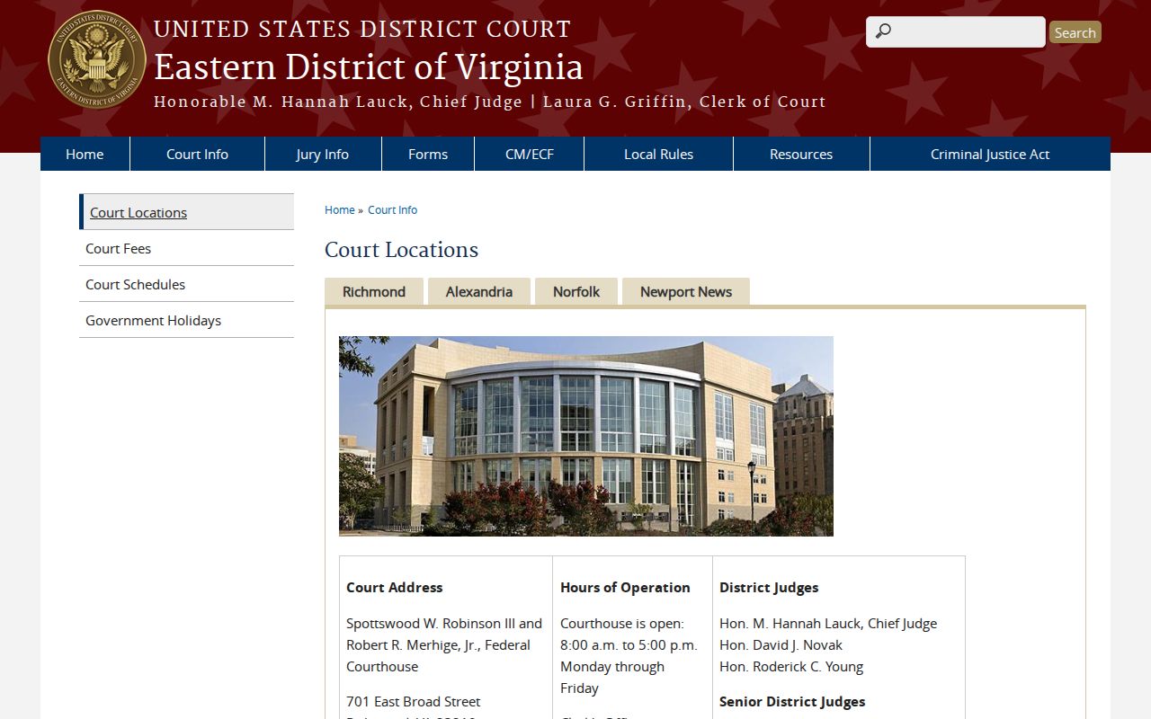 Mecklenburg County arrest warrant records federal courthouse route through the Richmond Division